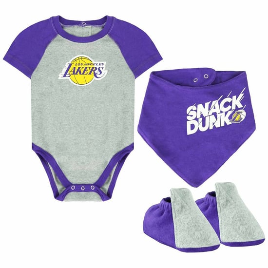 NBA Los Angeles Lakers Newborn 3-Piece Creeper Bib And Bottie Set VK2N1BCPY LAK