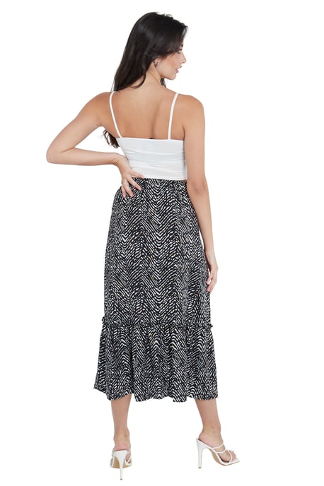 Animal Print Tier Hem Midi Skirt - Image 3