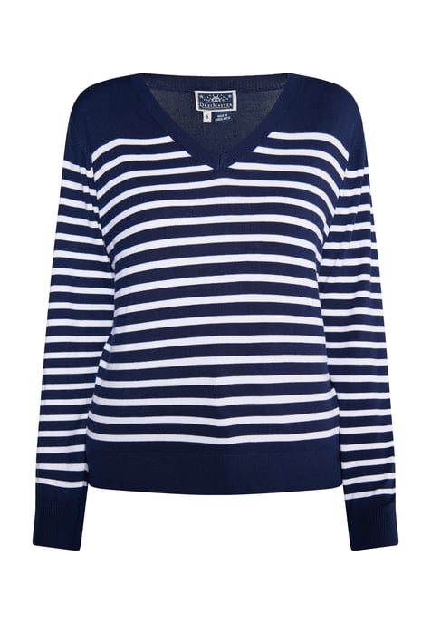 Dreimaster Knitted pullover women marine white - Image 1