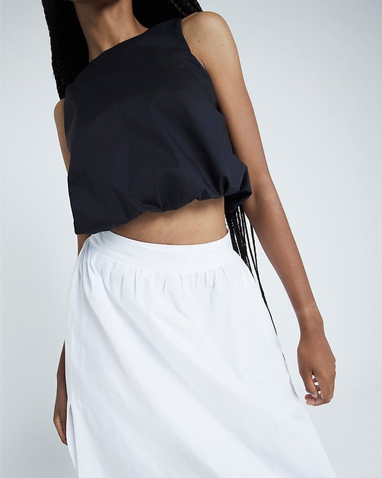 River Island Womens Maxi Skirt White Cotton Poplin