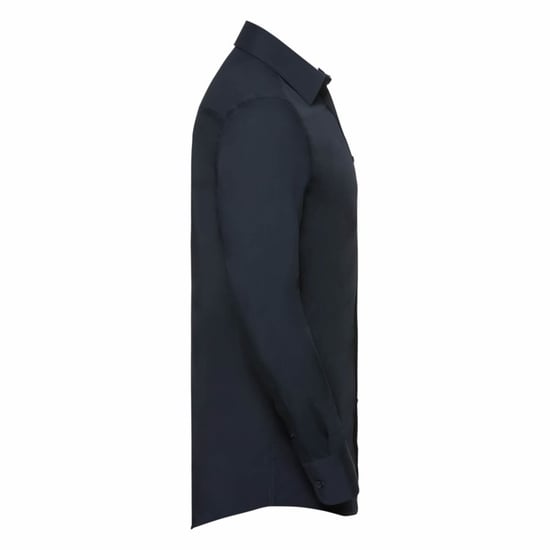 Russell Collection Mens Long Sleeve Poly-Cotton Easy Care Tailored Poplin Shirt (French Navy) - Image 6