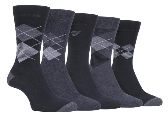 Farah - 5 Pack Mens Thin Breathable Classic Argyle Patterned Soft Top Cotton Dress Socks - FCS270BLKCHA (Argyle) - Image 1