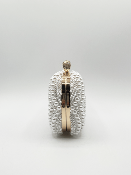 White beaded clutch bag