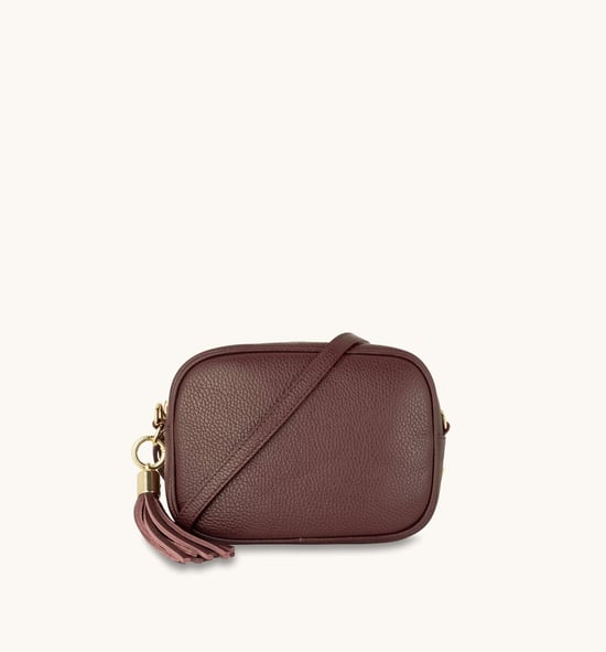 Port Leather Crossbody Bag With Black & Red Aztec Strap