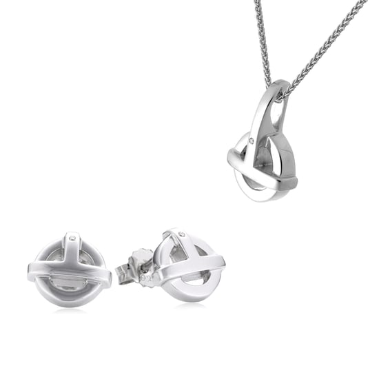 Orphelia Dames 925 Sterling Zilveren Set: Ketting-Pendant + Oorbellen - Zilver SET-5677 - Image 1