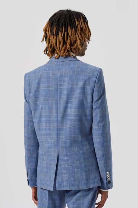 Breamore Skinny Fit Blue Check Wool Jacket