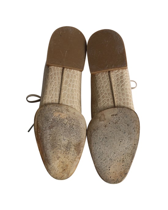 Alexander Wang Ingrid Croc-Embossed Oxfords in Beige Calfskin Leather - Image 6