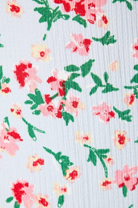 Floral Frill Detail Sleeve Midi Dress