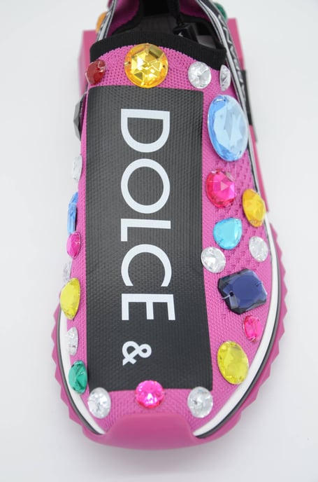 Dolce & Gabbana Roze Zwart Kristal Dames Sneakers Schoenen - Image 2