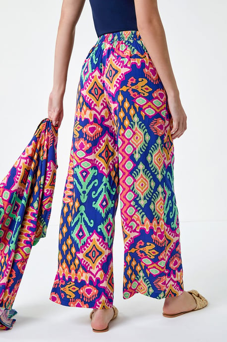 Aztec Print Wide Leg Stretch Trouser