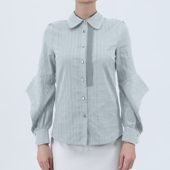 Long Slit Sleeves Cotton Shirt - Image 1