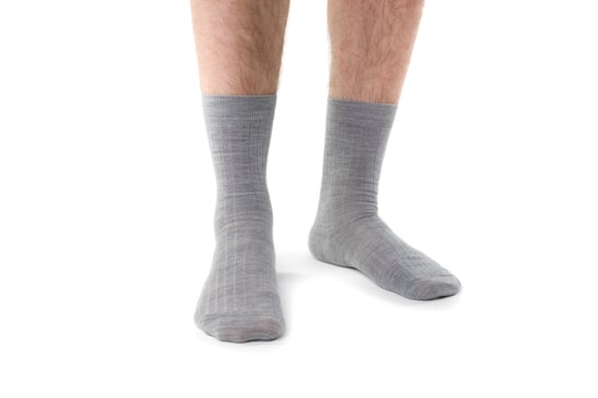 Steven - Mens Merino Wool Socks with Loose Soft Top for Swollen Feet -Light Grey - Image 2
