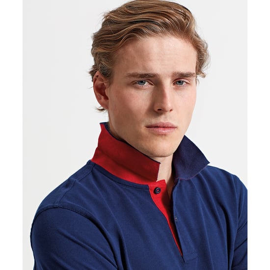 Asquith & Fox Heren Klassieke Pasvorm Contrast Poloshirt (Marine / Rood) - Image 3