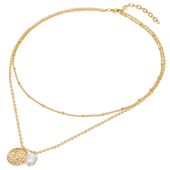 Necklace stainless steel yellow gold freshwater cultured pearl white Valero Pearls - Image 2