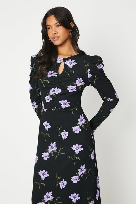 Tall Floral Keyhole Midi Dress