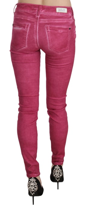Dolce & Gabbana Dames Roze Fluwelen Mid Waist Skinny Jeans - Image 4