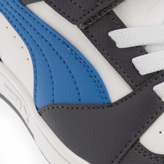 Boy's Puma Juniors Rebound V6 Trainers in White blue grey - Image 5