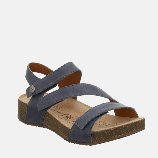 Tonga 25 Jeans - Josef Seibel Navy Blue Leather Toe Post Ladies Sandal - Image 1