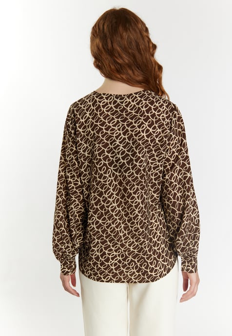 Dreimaster Bloes met lange mouwen Dames bruin beige - Image 4