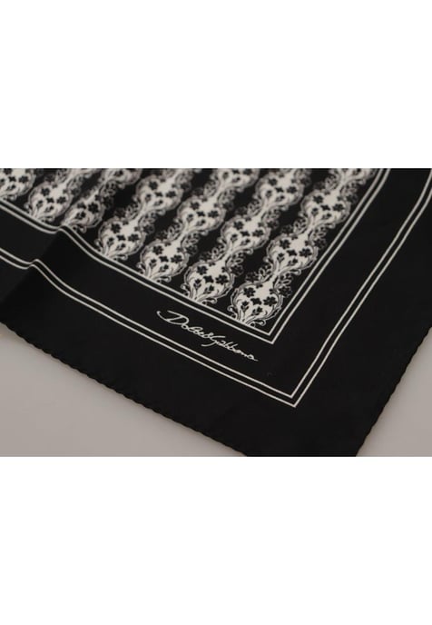 Dolce & Gabbana Men's Black Printed Square Handkerchief Scarf