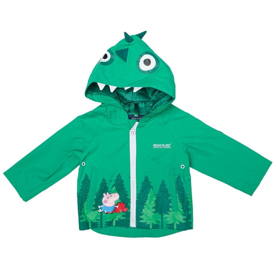 Boy's Regatta Baby Peppa Pig Waterproof Animal Hood Jacket in Green - Image 1
