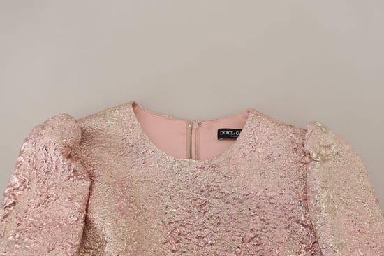Dolce & Gabbana Roze Jacquard 3/4 Mouw Sheath Midi Damesjurk - Image 5