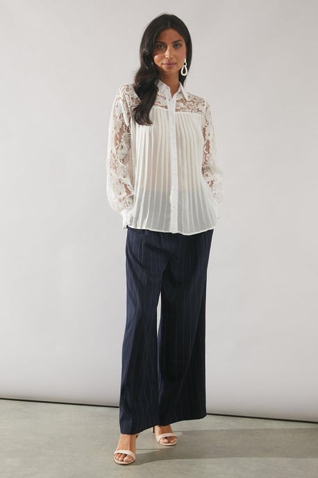 Lace Detail Collared Shirt