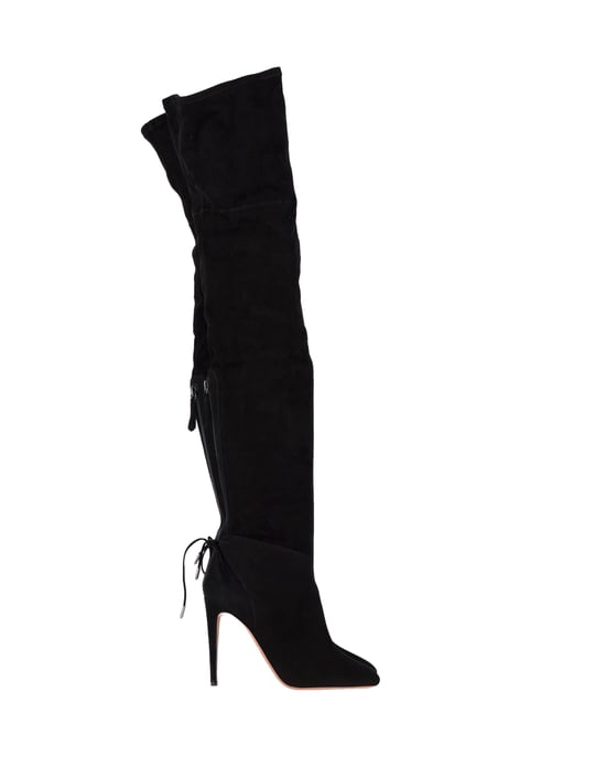 Aquazzura Giselle Over-The-Knee Boots in Black Suede - Image 1