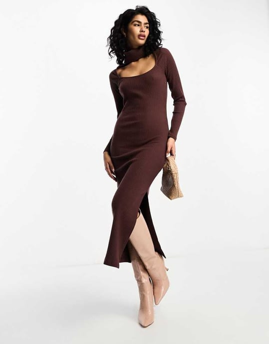asos brown dress Ruffle-Trim Button-Detail Corset Mini Dress in Black - 8 main image 0