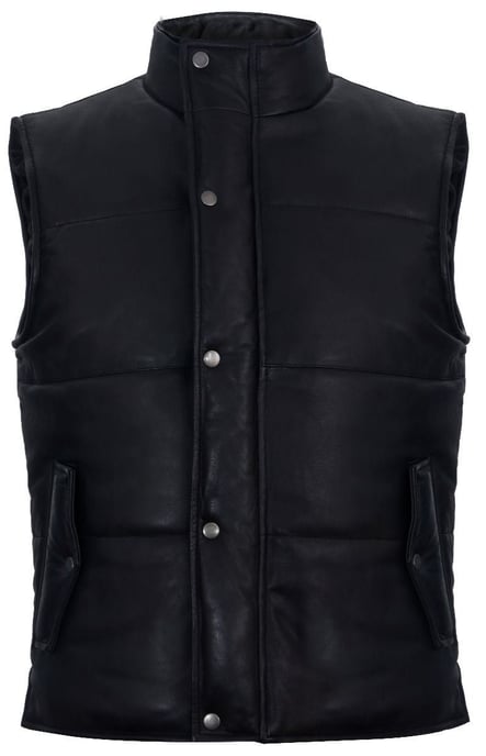 Puffer Warmer Waistcoat Sleeveless Padded Leather Jacket