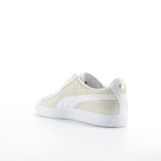 Puma Basket Crocodile White Leather Mens Lace Up Trainers 358872 01