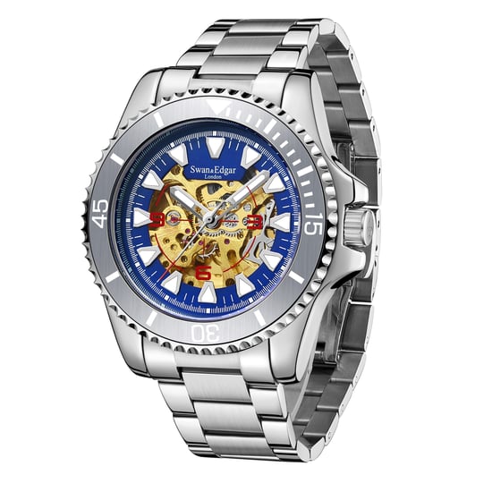 Limited Edition Swan & Edgar Hand Assembled Contemporary Skeleton Automatic Rose Steel
