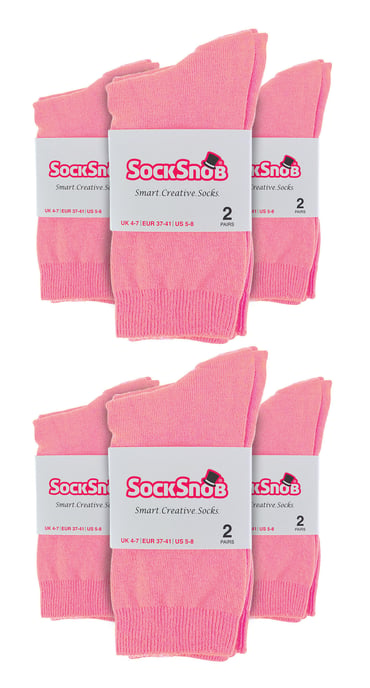 12 paar kleurrijke effen katoenrijke damessokken - Roze Roze - Image 2