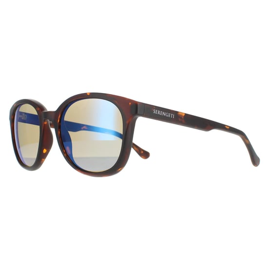 Serengeti Round Womens Satin Tortoise Blue 555nm Polarized Mara Sunglasses