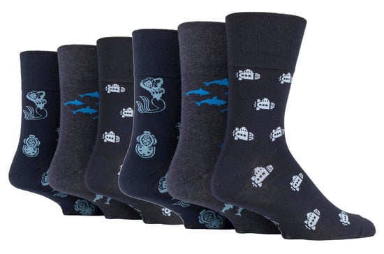 Gentle Grip - 6 Pairs Mens Non Elastic Socks - Deep Sea - Image 1