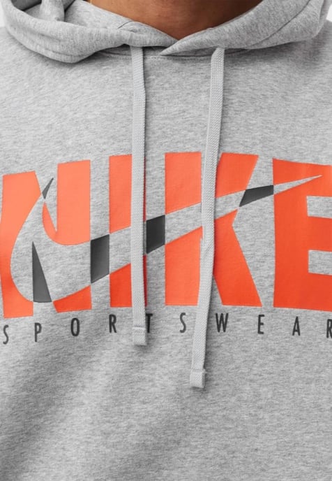 Nike Mens Sportswear Fleece Hoodie in Grey - Image 3