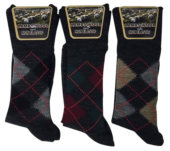 3 Pack Mens Non Elastic Lambs Wool Blend Pattern Socks for Circulation - Image 2