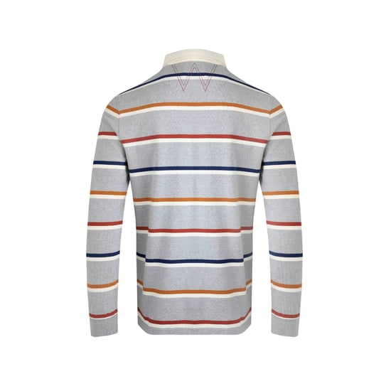 Weird Fish Mens Laxton Striped Organic Long-Sleeved Rugby Shirt (Grey Marl)