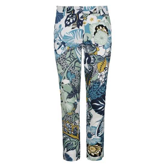 Gebloemde katoenen broek in blauwe en groene tinten - Image 2