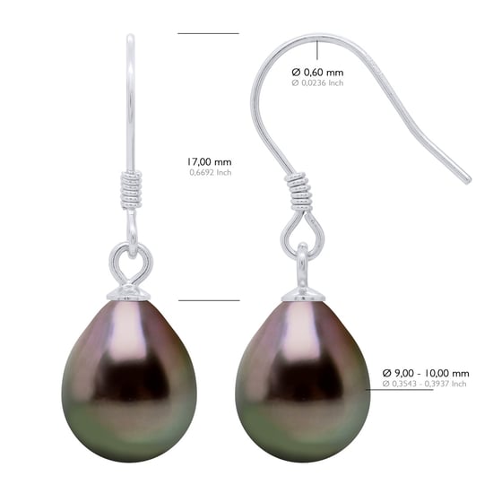 Oorbellen van Zilver 925 en Echte Cultuur Tahiti Parels Parel 9-10 mm - Image 2