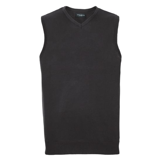 Russell Collectie Heren V-hals Mouwloos Gebreide Trui-trui-top / Trui-trui (Zwart) - Image 1