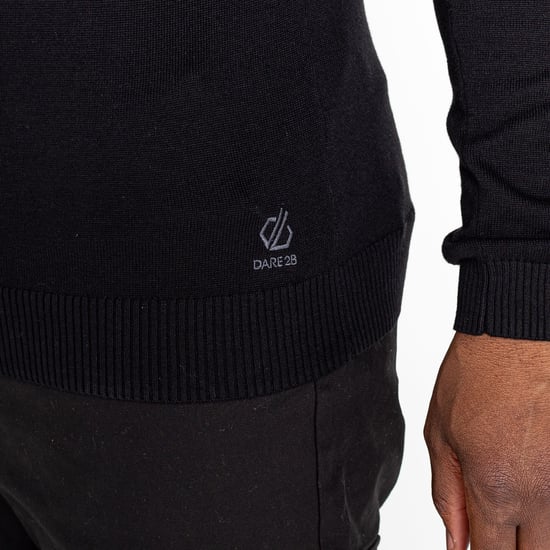 Dare 2B Mens Unite Us Knitted Half Zip Sweatshirt (Black/Amber Glow)