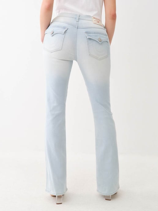 Becca Single Needle Mid Rise Flap Bootcut in Light Lakeside Wash