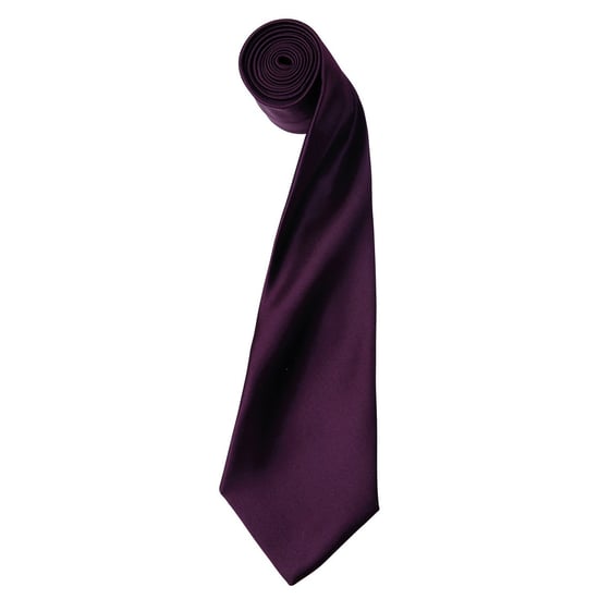 Premier Unisex Adult Colours Satin Tie (Aubergine) - Image 1