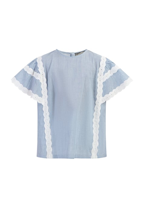 Dreimaster Blouse shirt Meisje Lichtblauwe dunne strepen - Image 1