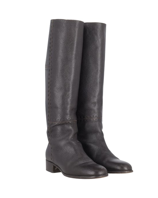 Fendi Knee Length Boots in Black Leather - Image 3