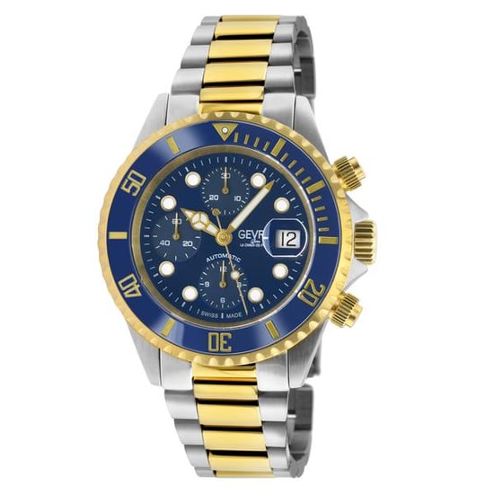 Gevril Men's 4151A Wall Street Chronograph Swiss Automatic ETA Valjoux 7750 Blue Dial Watch