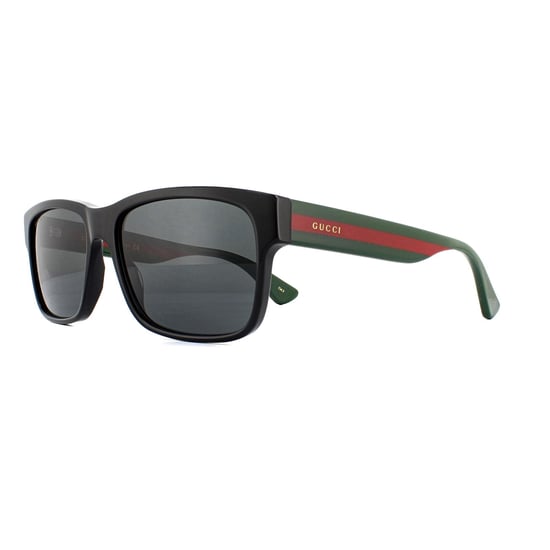 Gucci Rectangle Mens Black Green Red Grey Sunglasses