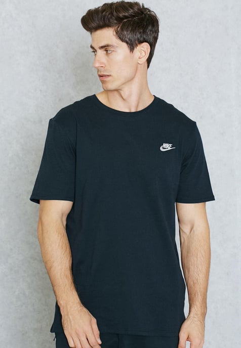 Nike Geborduurd Futura T Shirt in Zwart & Zilver Logo - Image 1