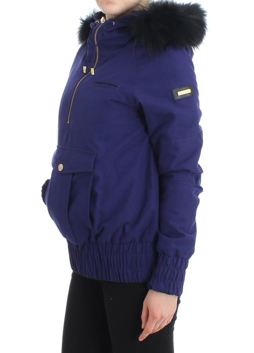 GF Ferre Women's Blue Padded Jacket Hooded Short K-Way